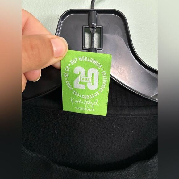 HUF - FOREVER TORCH CREWNECK - BLACK GREEN CREWNECK SWEATSHIRT SIZE M - Picture 3 of 6